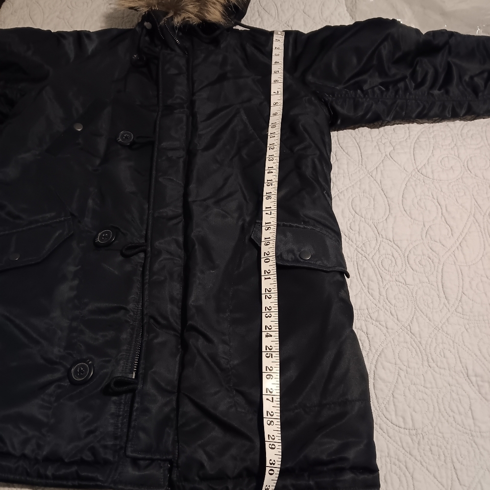 J. Crew Blue and Brown Parka Jacket with Faux Fur Hood - Picture 7 of 9